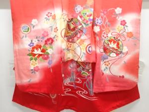 鈴に草花模様子供着物